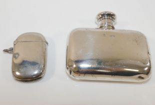 A small Victorian silver hip flask, by Charles Rawlings and William Summers, hallmarks rubbed,