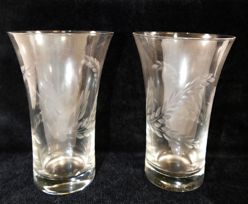 A quantity of stemmed drinking glasses comprised of four air twist glasses, 15cm high, 3 cut glass