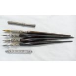 A Sampson Mordan and Co. silver propelling pencil, 7.9cm long, a silver plated propelling pencil and