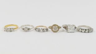 Sixteen modern gem-set rings, ten stamped '925', one stamped 'sterling', one stamped 'silver', three