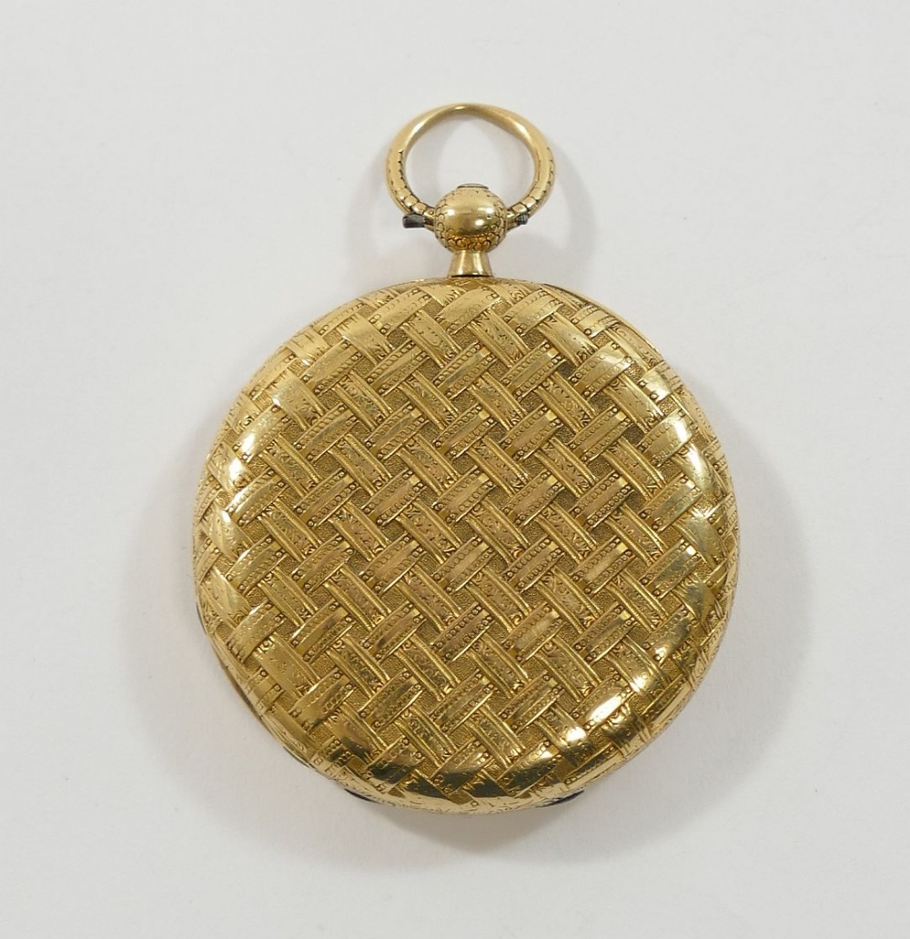 A Swiss pocket watch by A Golay-Leresche of Geneve, the yellow metal case cast with a detailed woven - Image 3 of 4