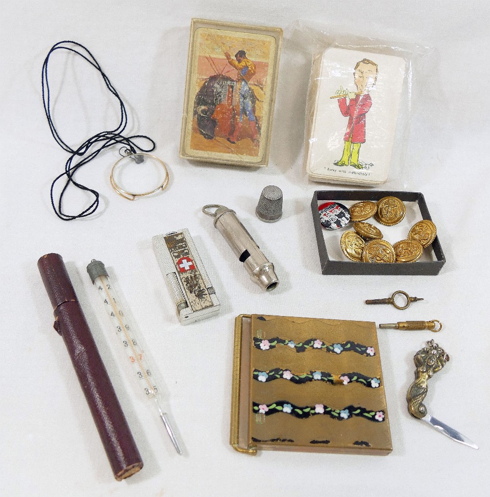 Assorted miscellaneous items including a trench art ink well, a 19th century brass pig match strike, - Image 3 of 6