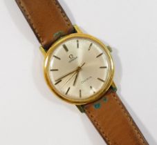 A 1960's Omega gentleman's wrist watch, calibre 601, housed in gold plated case with stainless steel