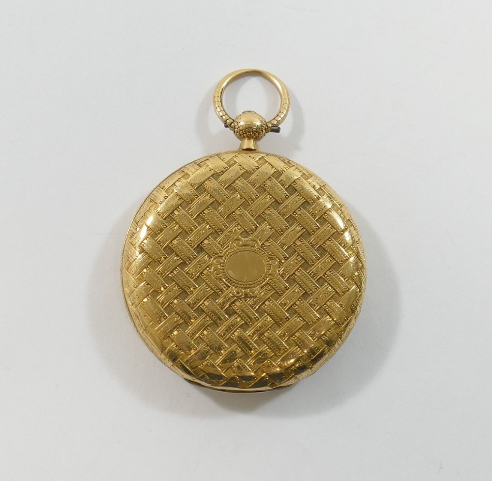 A Swiss pocket watch by A Golay-Leresche of Geneve, the yellow metal case cast with a detailed woven - Image 2 of 4