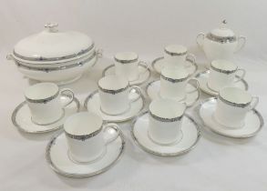 A selection of Wedgwood Amherst pattern bone chain comprised of a vegetable tureen and lid, a two-
