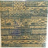 A pair of Bamileke, Cameroon Ndop resist-stitched, indigo-dyed cotton panels, stretched over