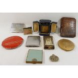 A collection of assorted items comprised of a small silver-plated rectangular French Art Deco travel