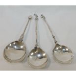 Three 17th century and later spoons, comprised of a Norwegin silver spoon with ball finial and