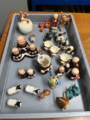 A group of Goebel novelty monk salt and pepper condiments etc also Goebel animal groups, egg cups,