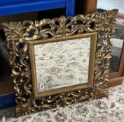 A modern gilt frame mirror, with square bevelled plate in the antique style, overall size 56cm x