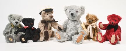 Collection of six Deans Collectors club Teddy bears approx. 35cm max.