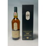 A bottle of Lagavulin Islay Single Malt Scotch Whisky (Lagavulin Distillery est. 1816), aged 16