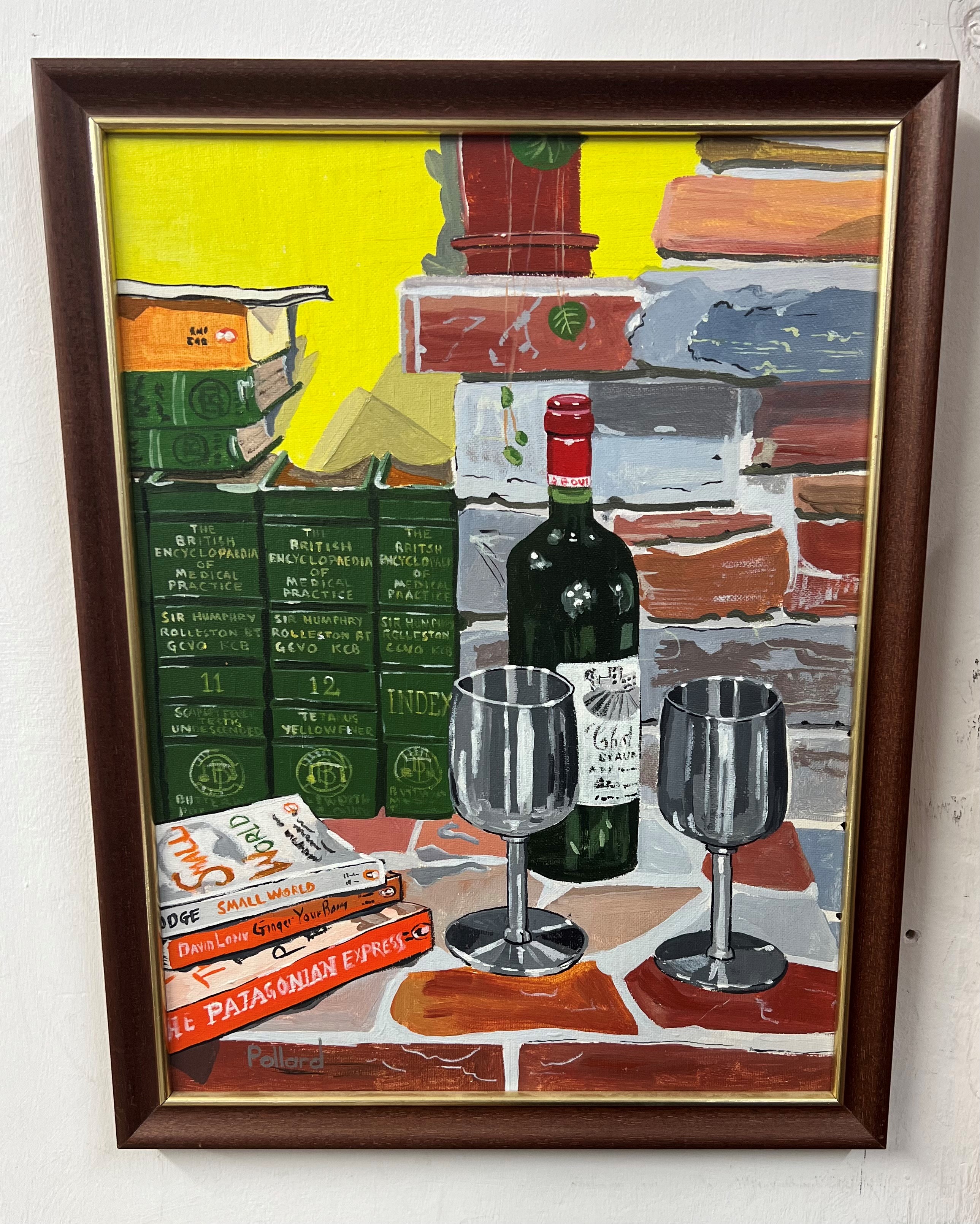 Brian Pollard, 'Fire Place' acrylic on board, dated to the reverse Aug 85, 39cm x 29cm, framed.