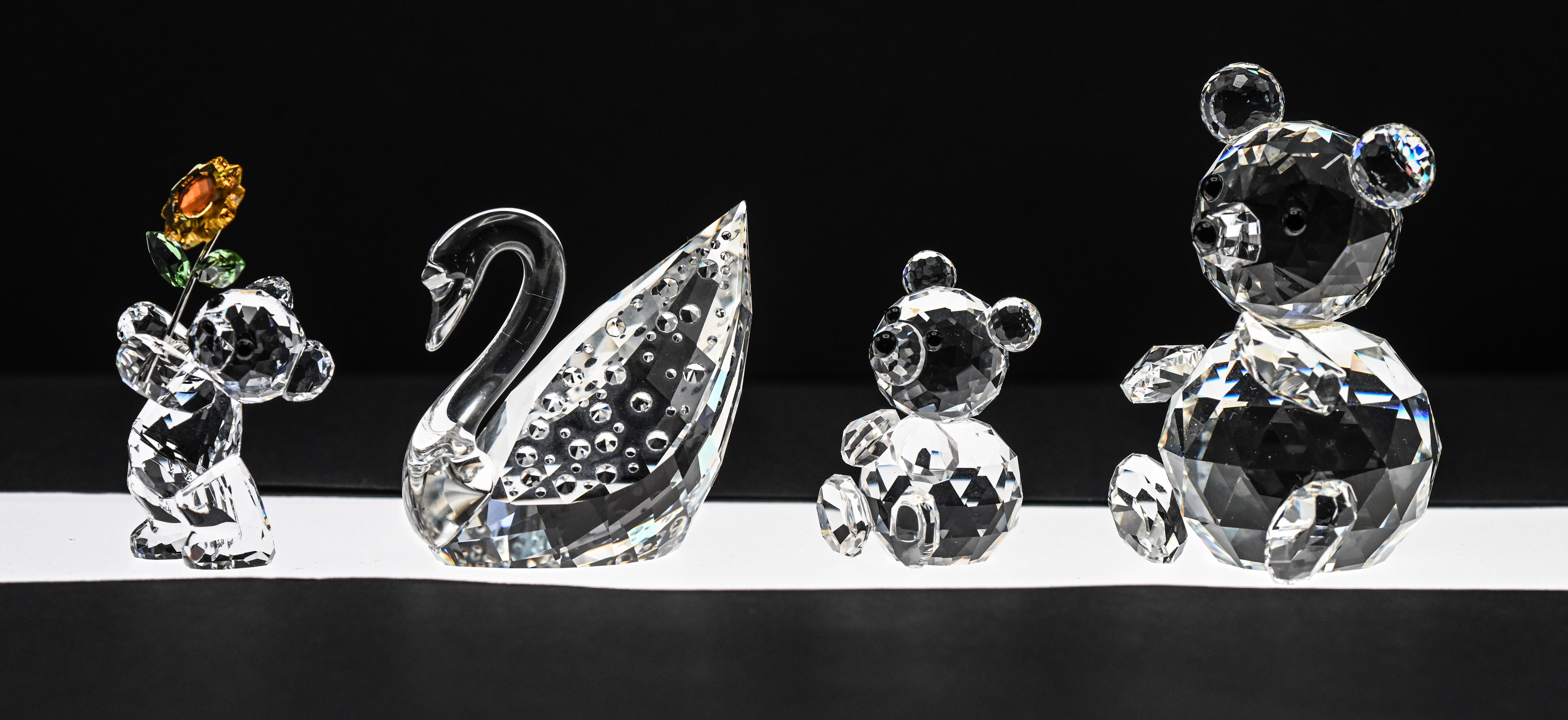 Swarovski Crystal Glass, Mini Bear, Kris Bear- A Sunflower For You, Large Bear.