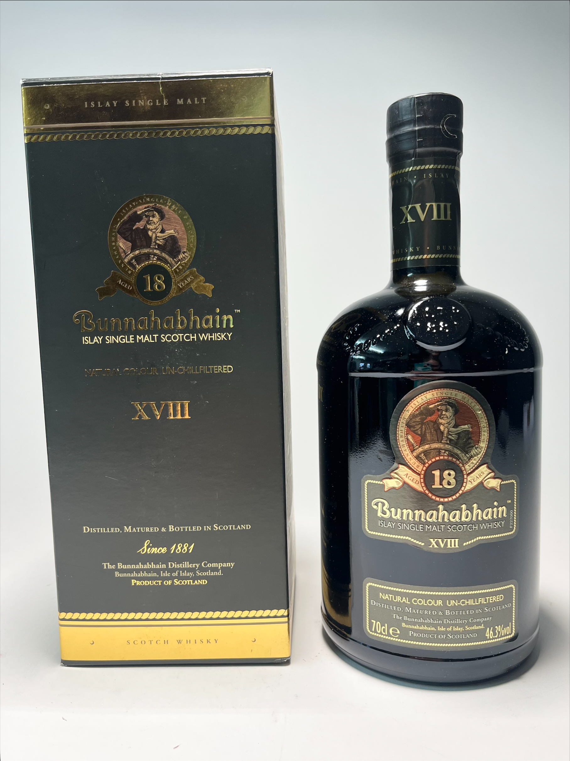 A bottle of Bunnahabhain Islay Single Malt Scotch Whisky XVIII, The Bunnahabhain Distillery