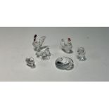 Swarovski Crystal Glass, Cockerel (colour), Hen (colour), Penguins Baby, etc (Chick is damaged),