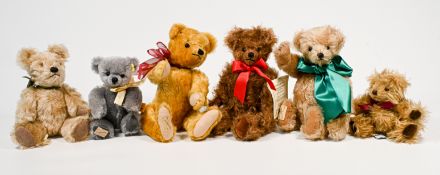 Collection of six Teddy Bears consisting of Four Deans bears, One Ross Berrie 'Baby Gregory' and one