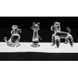 Swarovski Crystal Glass, Poodle, Cat and Large Poodle (3), boxed.