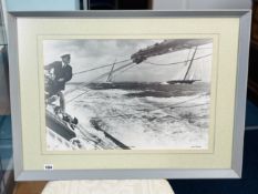 Photographic print, Beken of Cowes from a plate, depicting a yacht Candida during British Royal