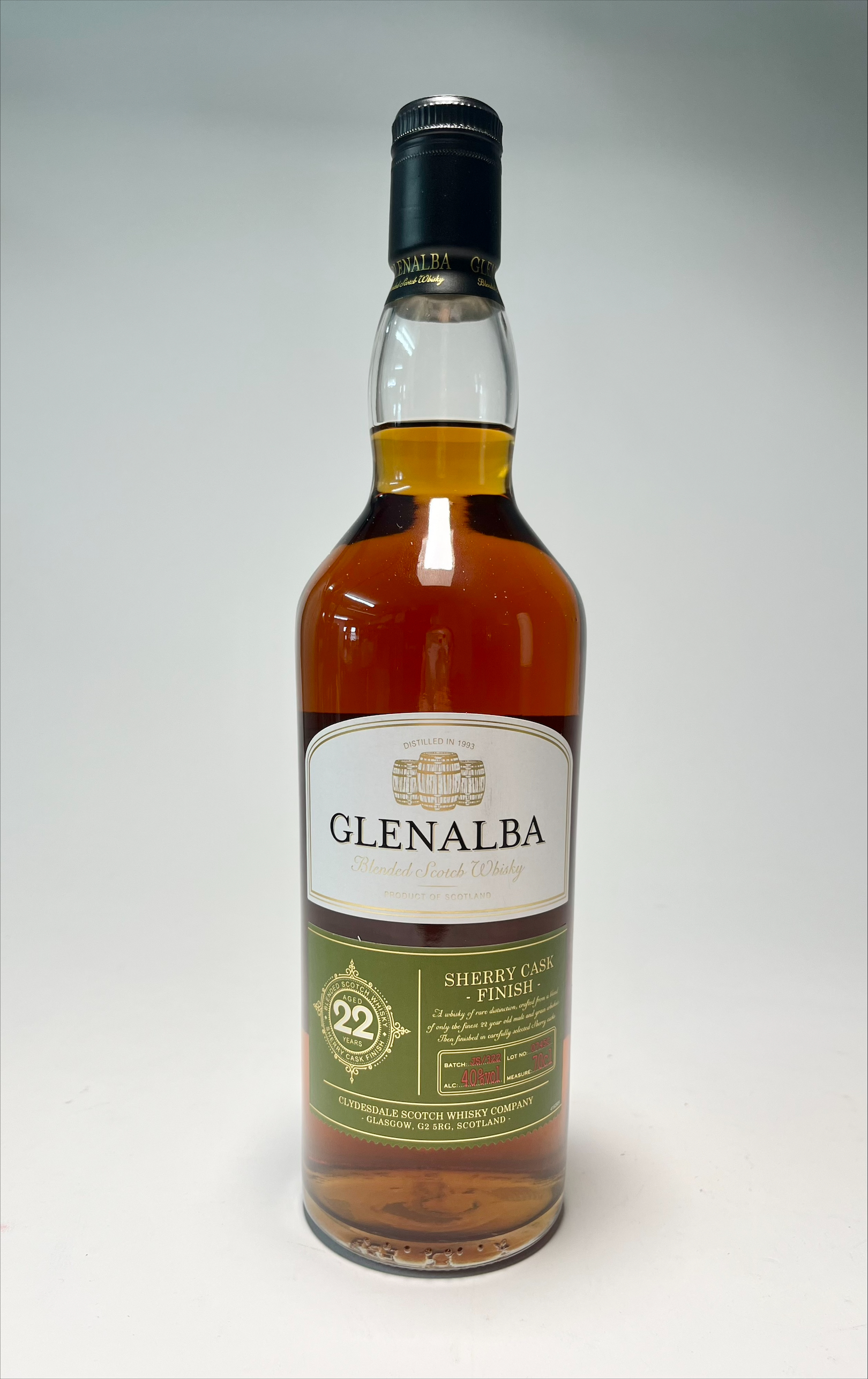A bottle of Glenalba Blended Scotch Whisky, Sherry cask finish, aged 22 years, product of - Image 2 of 2