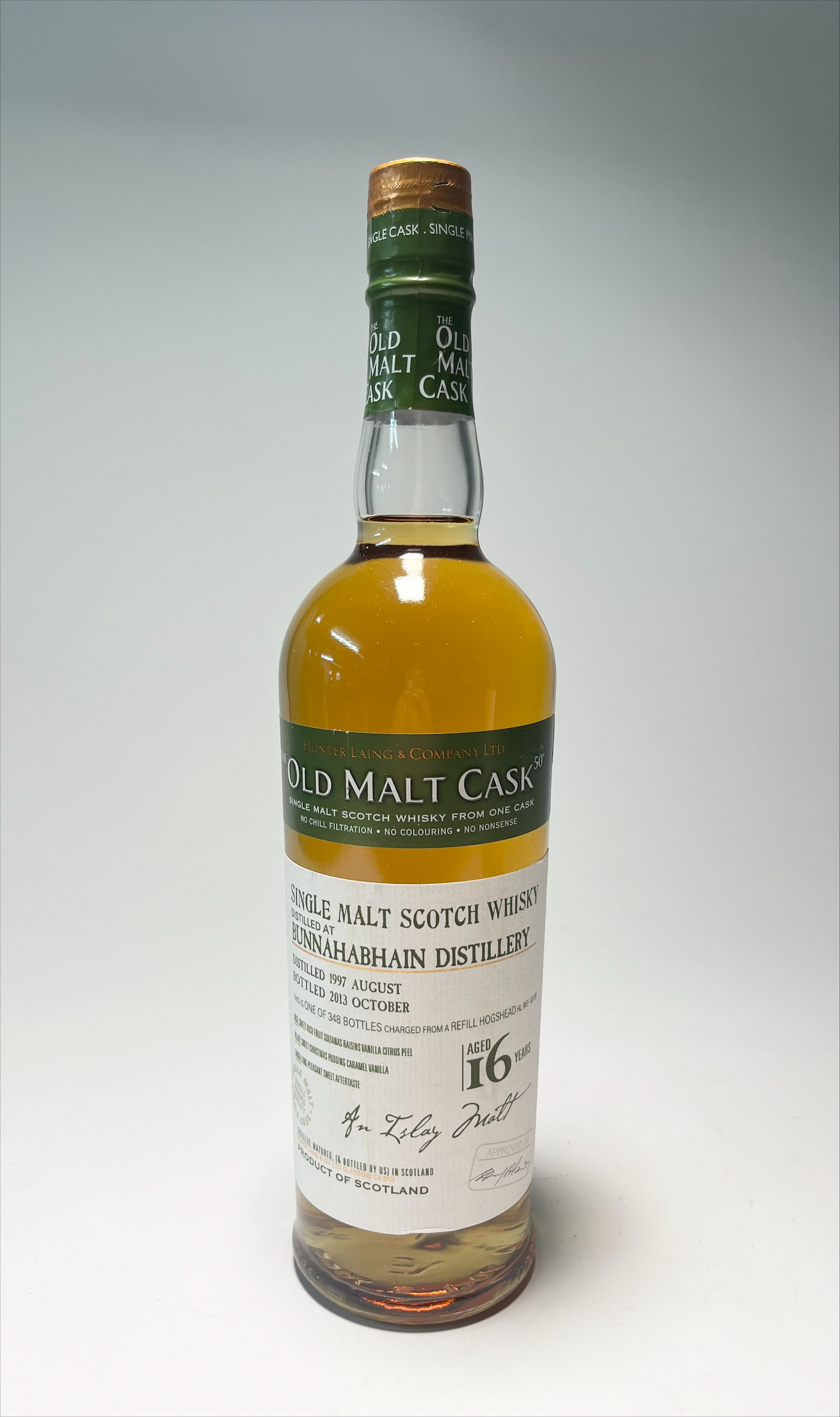 A bottle of The Old Cask Single Malt Scotch Whisky, distilled at Bunnahabhain Distillery (est.1881), - Image 2 of 2