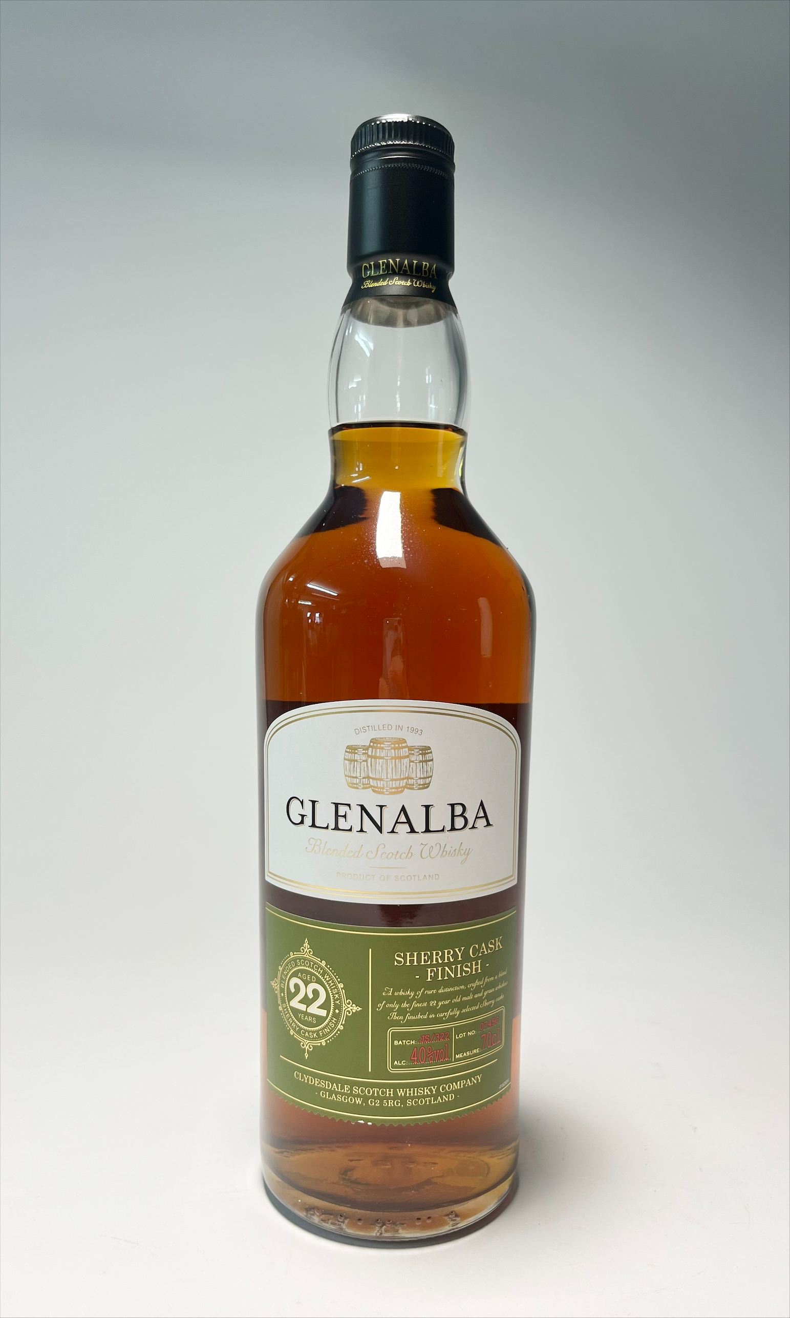 A bottle of Glenalba Blended Scotch Whisky, Sherry cask finish, aged 22 years, product of - Image 2 of 2