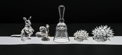 Swarovski Crystal Glass, Hedgehog, Baby Joey, Mouse etc (five boxed only).