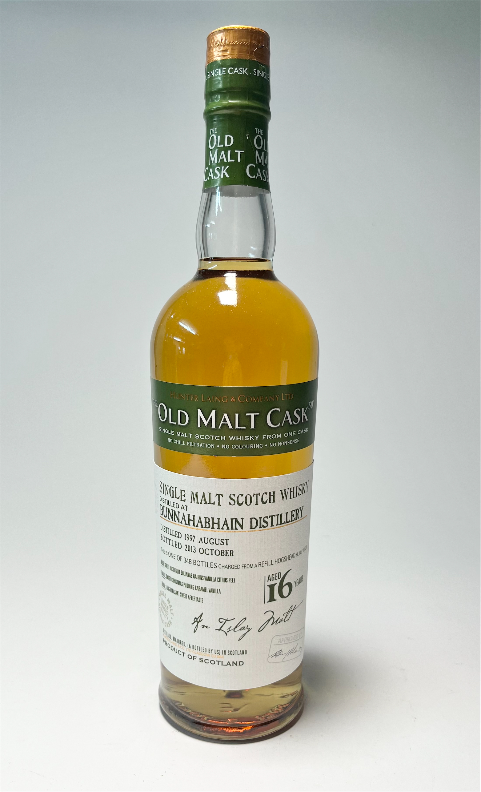A bottle of The Old Cask Single Malt Scotch Whisky, distilled at Bunnahabhain Distillery (est. - Image 2 of 2