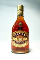 A bottle of Glayva Liqueur, “The Smooth Liqueur from Scotland,” produced and bottled in Scotland