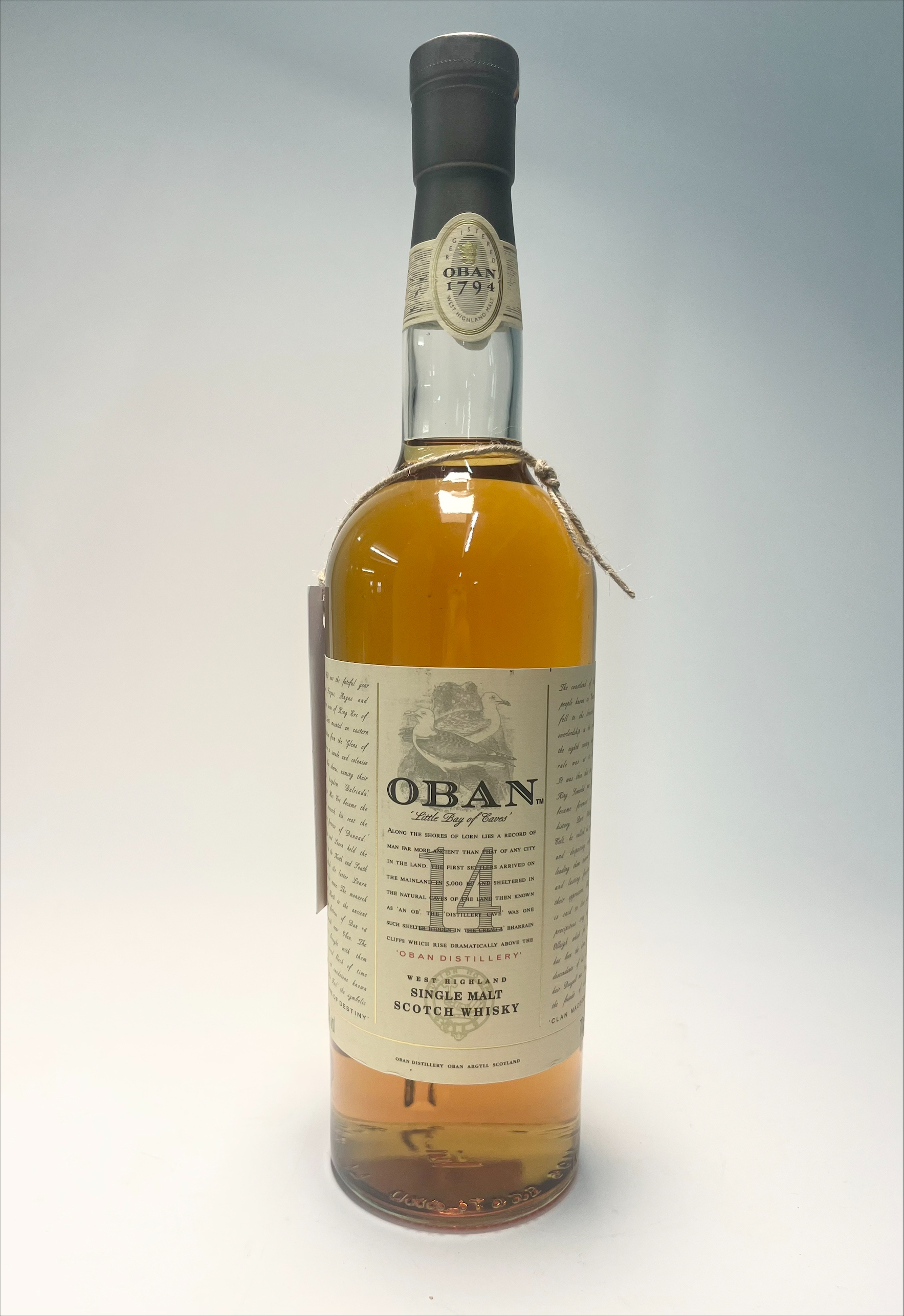 A bottle of Oban Single Malt Scotch Whisky, aged 14 years, distilled in Scotland, 70cl.