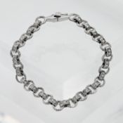 A good 18ct and diamond set hoop link bracelet, length approx. 20cm.