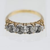 A good five stone diamond ring, set in yellow gold unmarked, size Q.