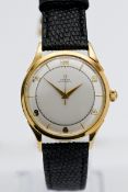 Omega, a gents 18ct gold automatic wristwatch with Arabic and baton numerals, diameter 35mm in