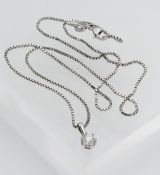 A single stone diamond pendant, set in 18ct white gold, length 40cm