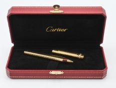 Rare must de cartier vintage (c1980's) trinity vendome oval 18k gold plated rollerball