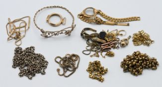 A mixed collection to include eight pieces of 9ct gold, total weight 16.8g, and other unmarked