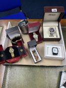Seven various modern wristwatches including Ingersoll, Mueller.