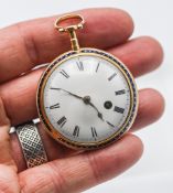 A Georgian gold and enamelled pocket watch, William Tarleton, Liverpool, with fusee verge movement