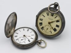 Two silver pocket watches one by H.Stone, Leeds and the other inscribed on dust cover 'To Sergeant