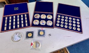 Windsor Mint Medallions, in Cu gold plate. 3 boxes, plus 5 loose items. Lady Diana Spencer