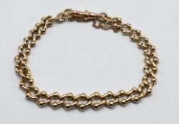 Handmade 9ct yellow gold fancy link bracelet with lever clasp and safety chain total weight: 22.