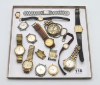 A collection of fifteen watches including Rotary, Chalet, Omega strap etc.