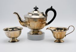 A three piece Edward VIII silver coffee set with milk jug and sugar pot, hallmark Sheffield circa