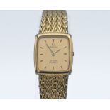 Omega, a ladies gold plated De Ville quartz wristwatch, backplate number 1387 (crown missing),