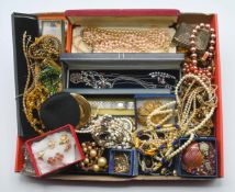 A large collection of costume jewellery to include pearl necklaces, necklaces, bracelets, bead