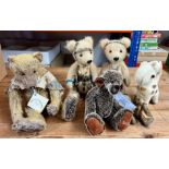 Collection of six teddy bears to include two 40cm African mohair bears, one Digby bear by Sharon
