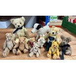 Collection of teddy bears and other animals. 11 in total to include 24cm Steiff bear, 12 cm Steiff