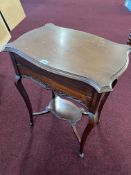 Mahogany 'Campaign' style desk with writing interior with fitted compartments leathered, with key,