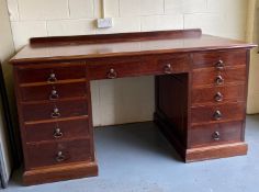 An Edwardian mahogany pedestal desk, once owned by the esteemed architectural firm Mewes & Davis,