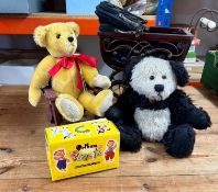 5 items to include; 2002 35cm Deans collectors club bear, 1999 40cm Pamela Woolley Panda bear,